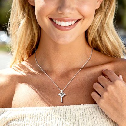 Custom Photo Projection Cross Necklace for Women