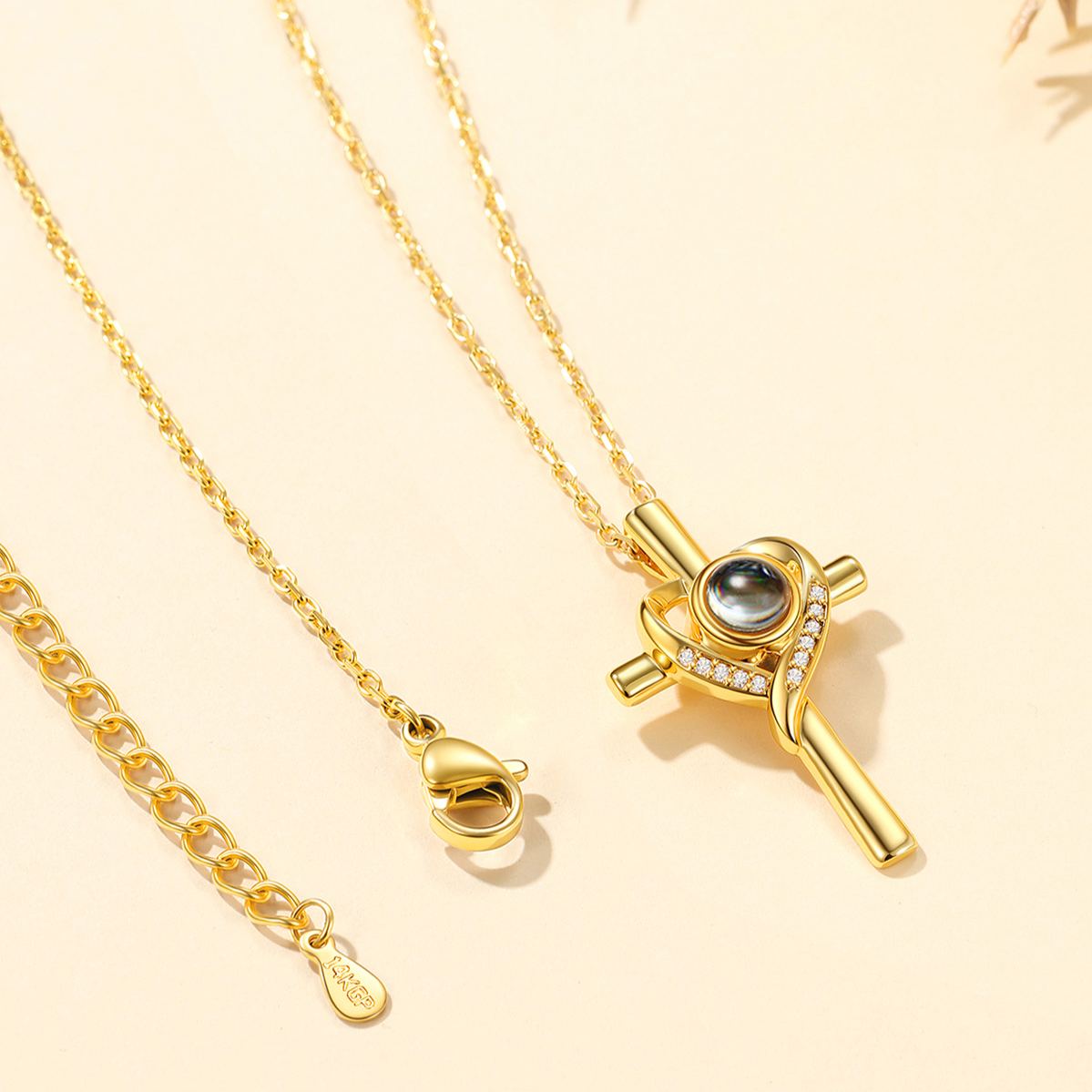 Custom Cross  Photo Projection Necklace