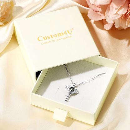 Custom Photo Projection Cross Necklace with Gift Box