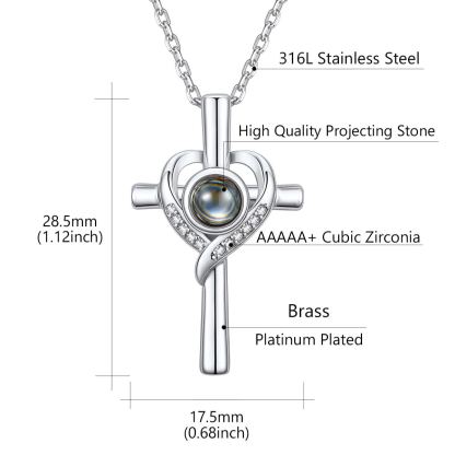 Custom Photo Projection Cross Necklace Size