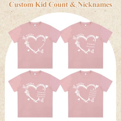 Pink Personalized Heart & Name T-Shirt for Mom