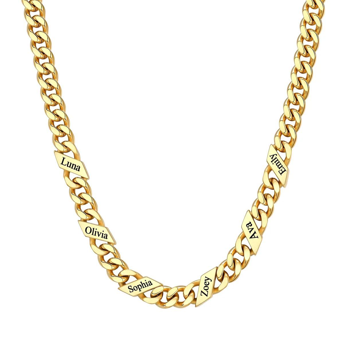 Custom 6 Names Cuban Chain Necklace 7MM