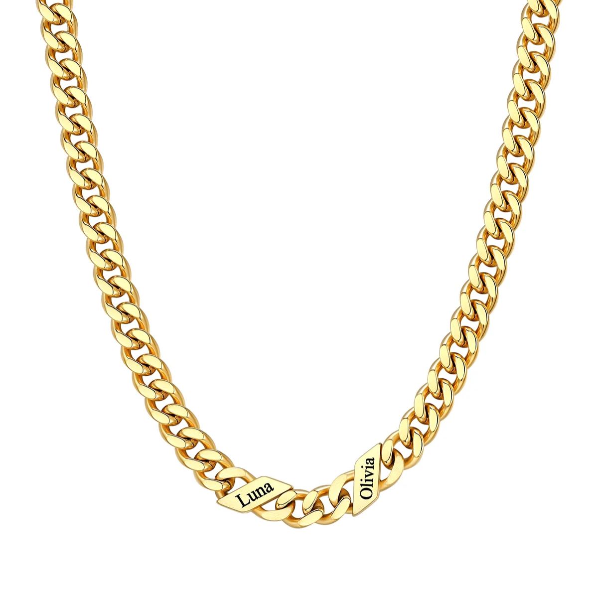 Custom Names Gold Cuban Chain Necklace 7MM