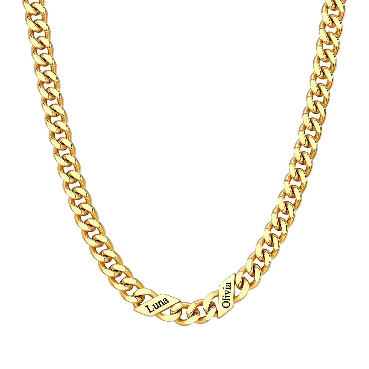Custom Names Gold Cuban Chain Necklace 7MM