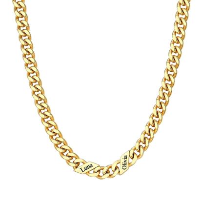 Custom Names Gold Cuban Chain Necklace 7MM