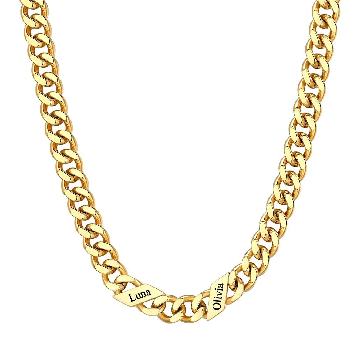 Custom 2 Names Cuban Chain Necklace 9MM