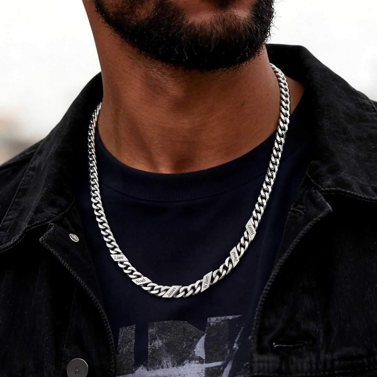 Custom Names Cuban Chain Necklace 7/9/12MM Gift for Husband