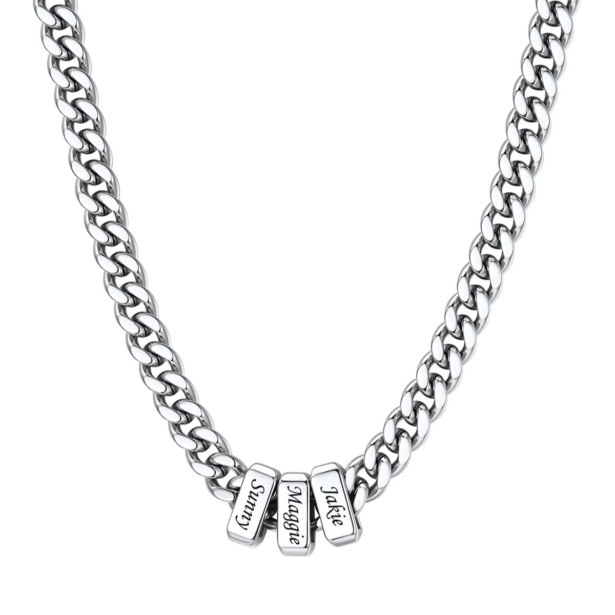 Personalized Name Cuban Link Necklace 7mm 3 Name