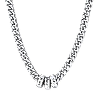 Personalized Name Cuban Link Necklace 7mm 3 Name