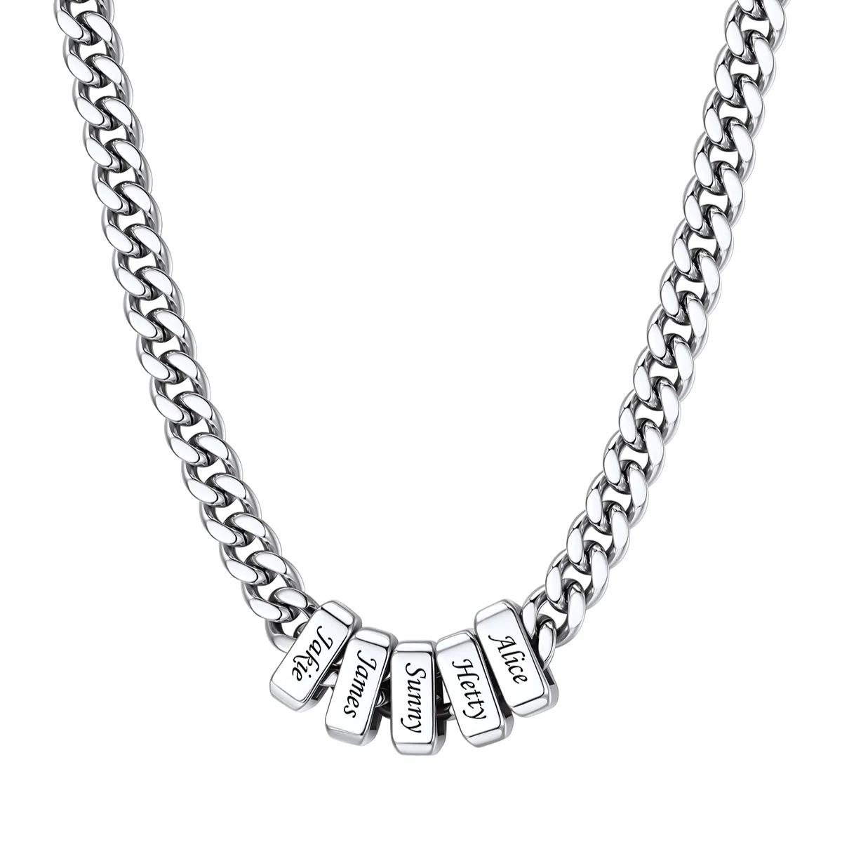 Personalized 5 Names Cuban Link Necklace
