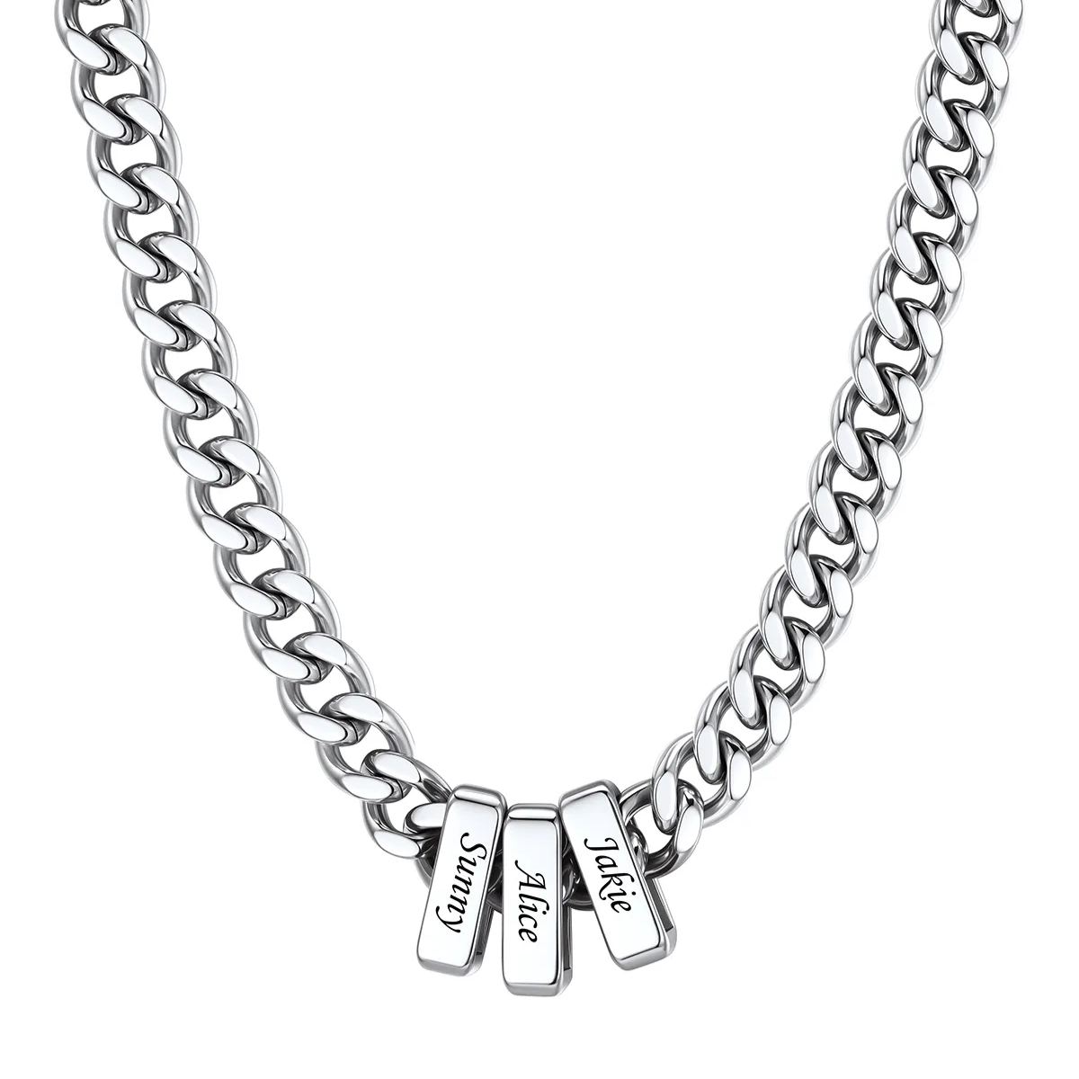 Personalized 3 Names Cuban Link Necklace