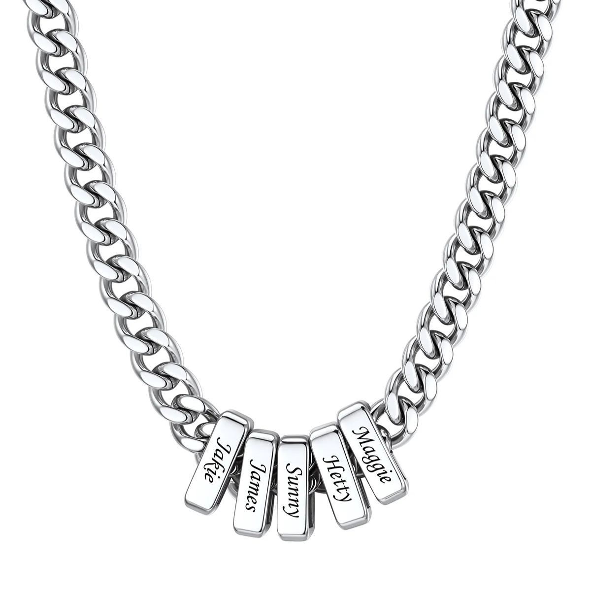 Personalized 5 Name Cuban Link Necklace 9,,