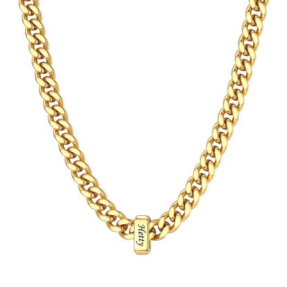 Personalized 1 Name Cuban Link Necklace 7mm Gold 