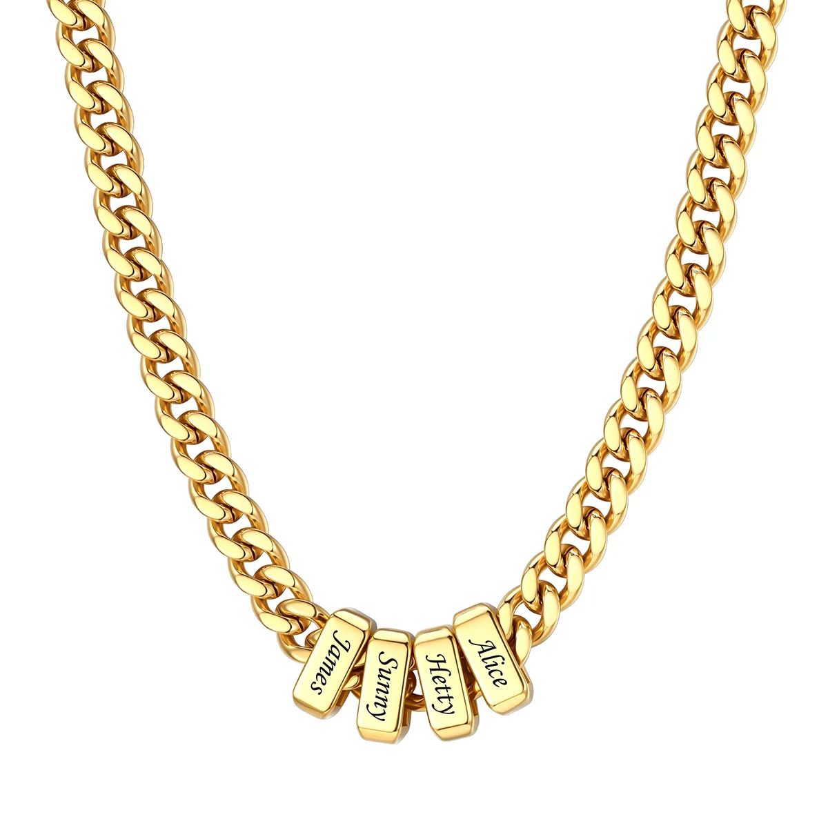 Personalized Name Cuban Link Necklace Gold 