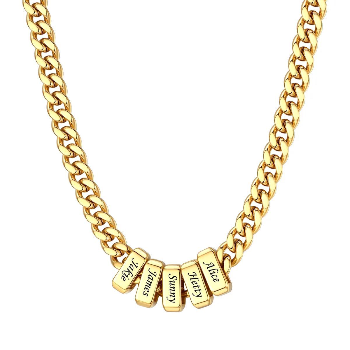 Gold Personalized 5 Name Cuban Link Necklace
