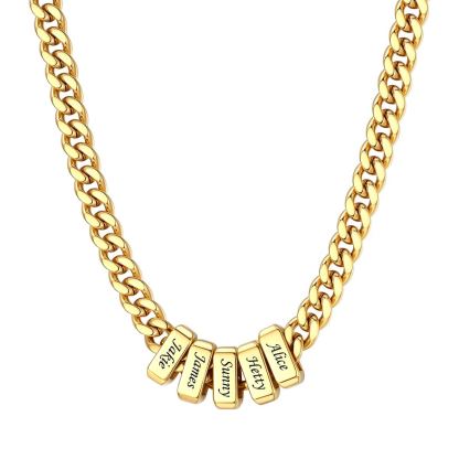 Gold Personalized 5 Name Cuban Link Necklace
