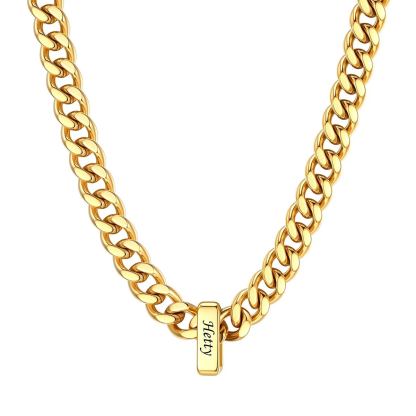Personalized 1 Name Cuban Link Necklace Gold 