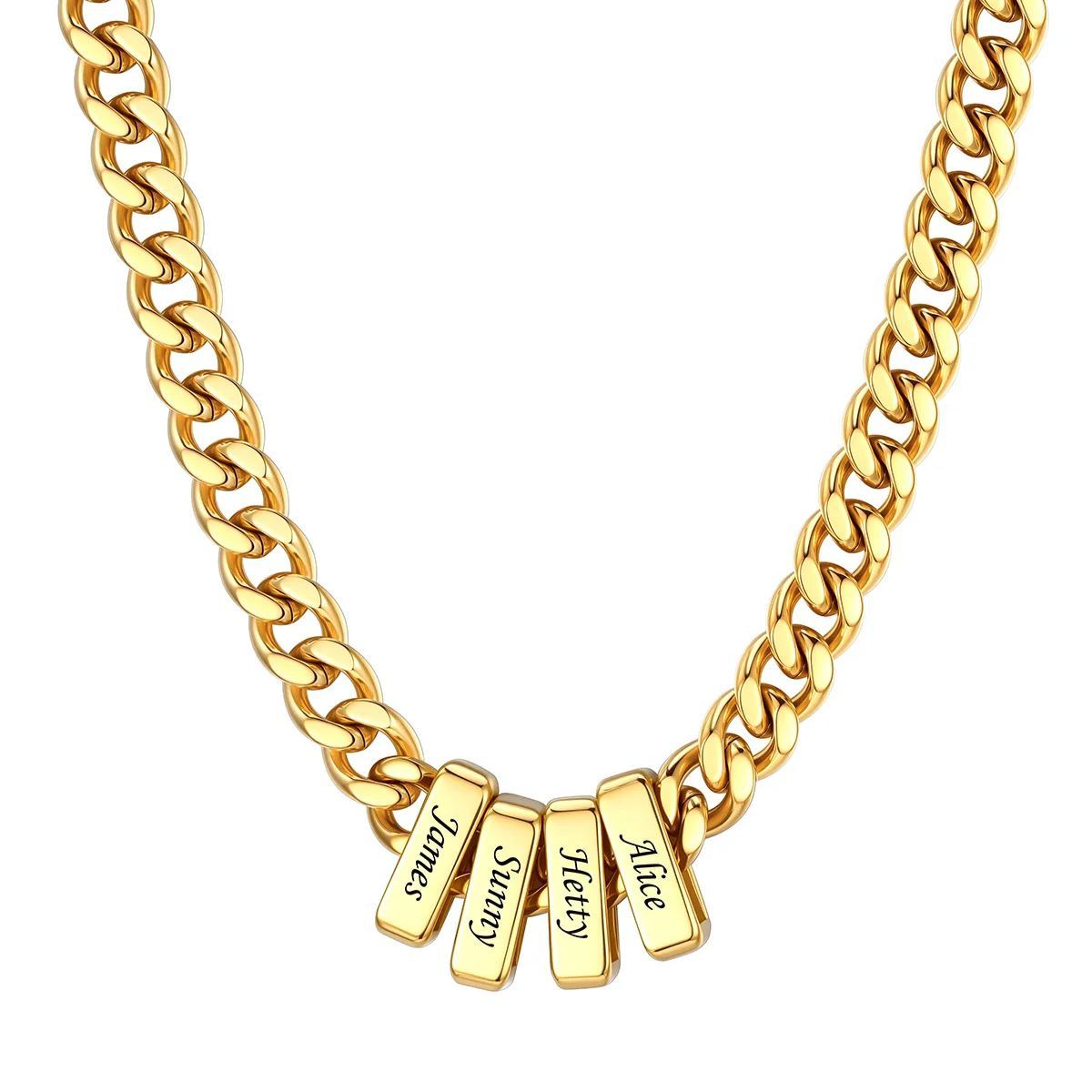 9mm Personalized Name Cuban Link Necklace Gold 