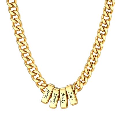 9mm Personalized Name Cuban Link Necklace Gold 