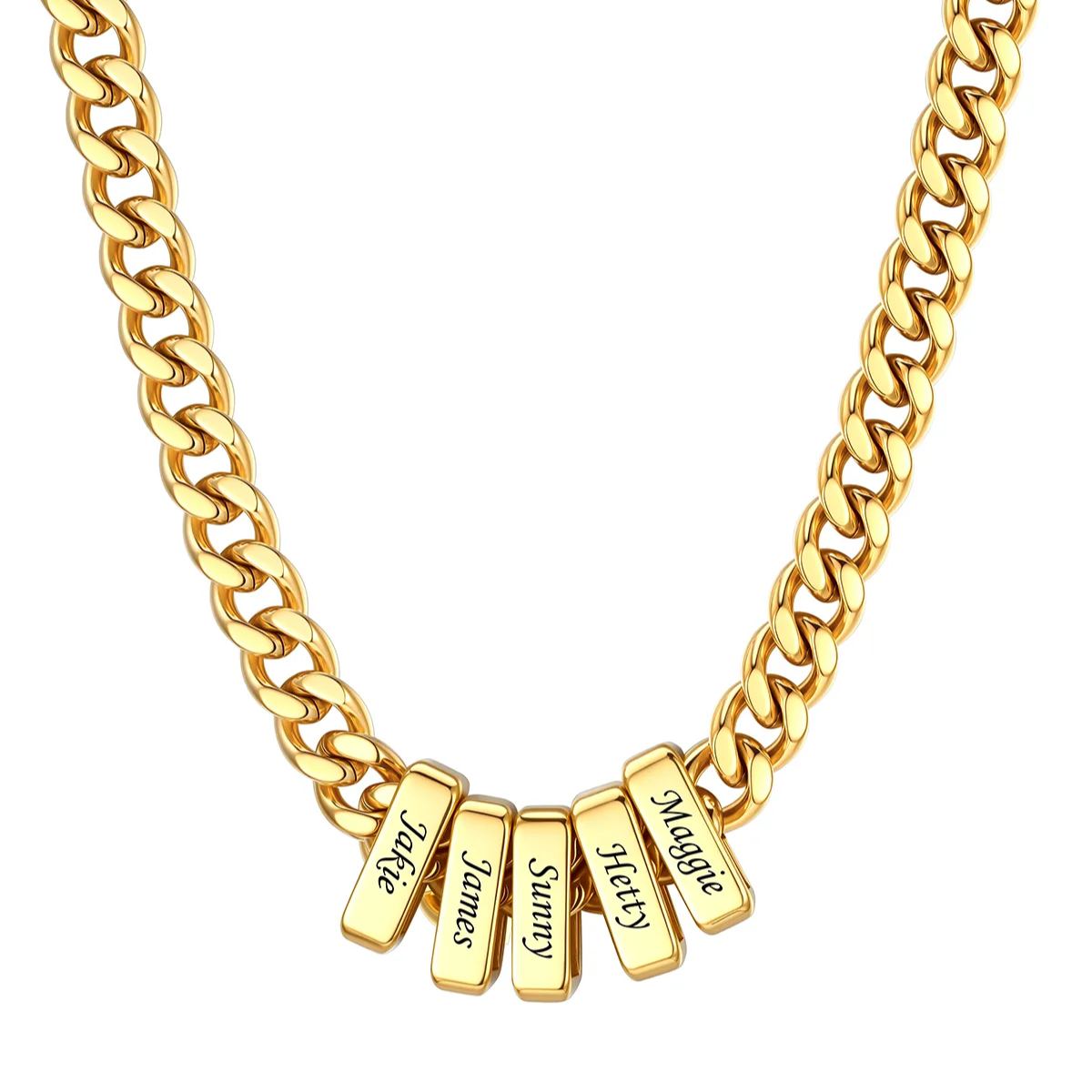 9mm Personalized 5 Name Cuban Link Necklace