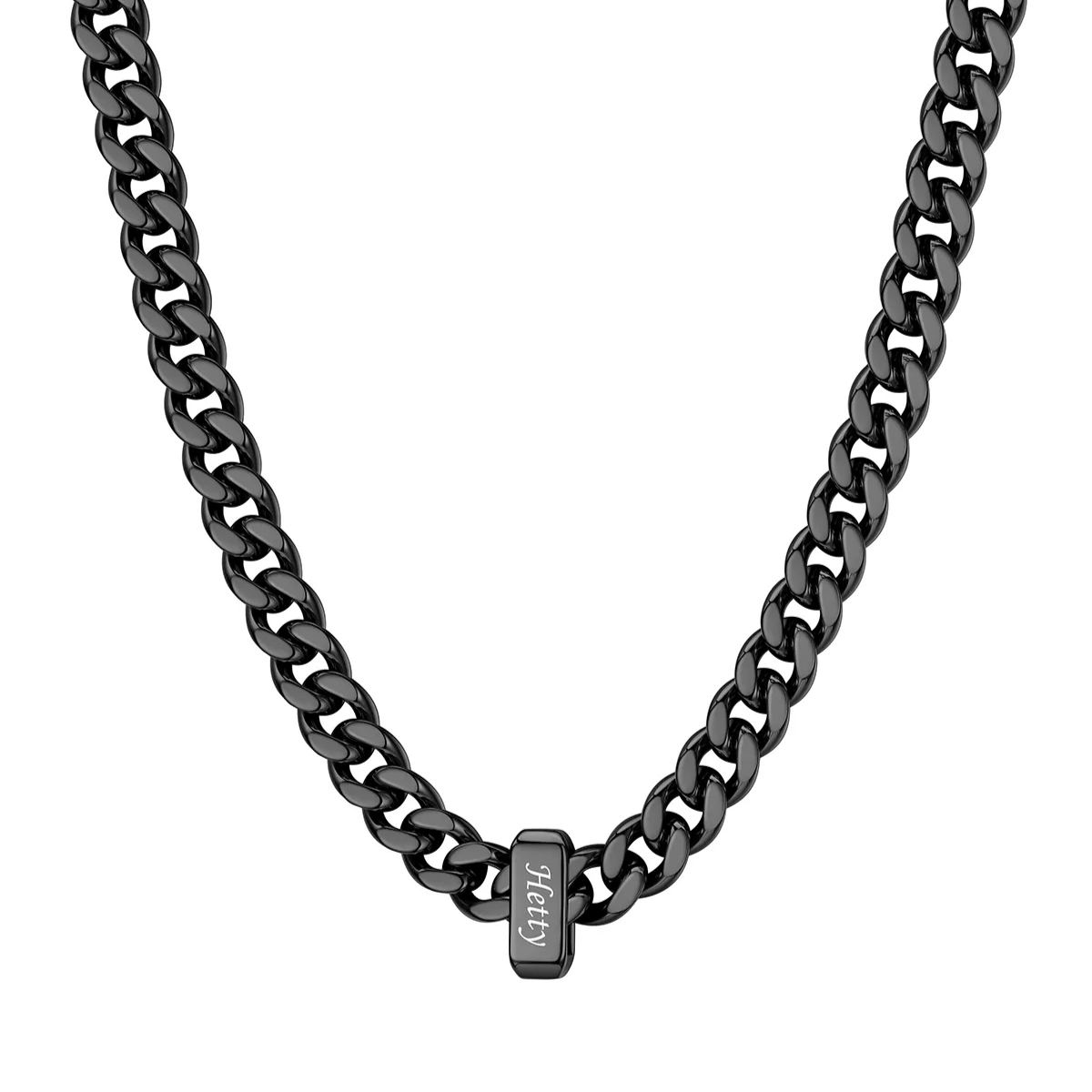Personalized Name Cuban Link Necklace Black 