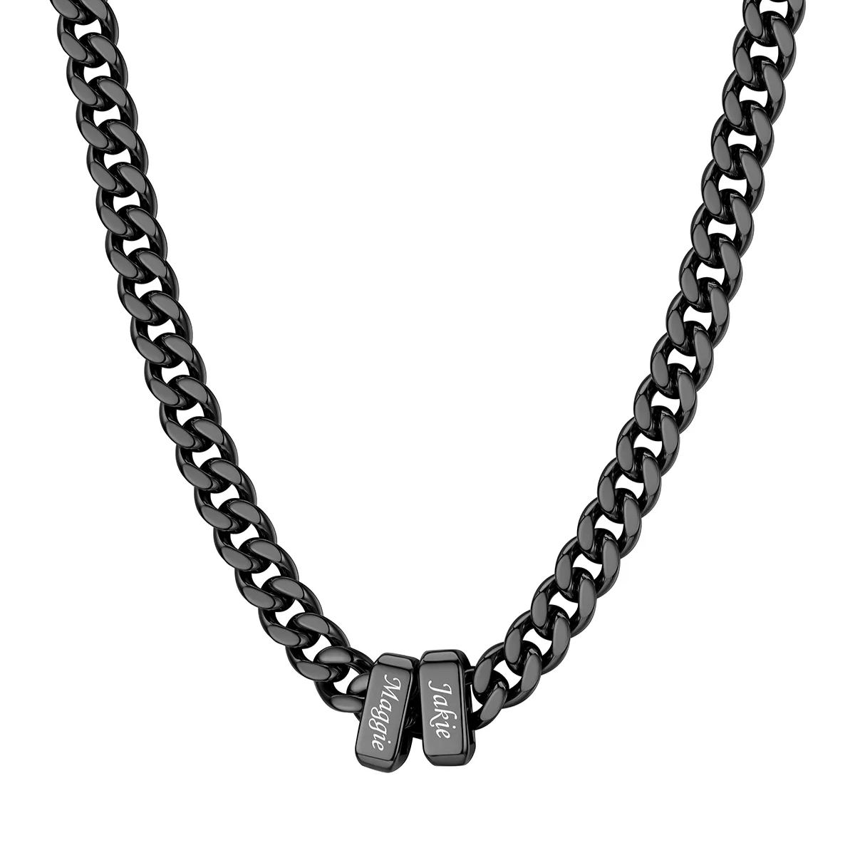 Black Personalized Name Cuban Link Necklace