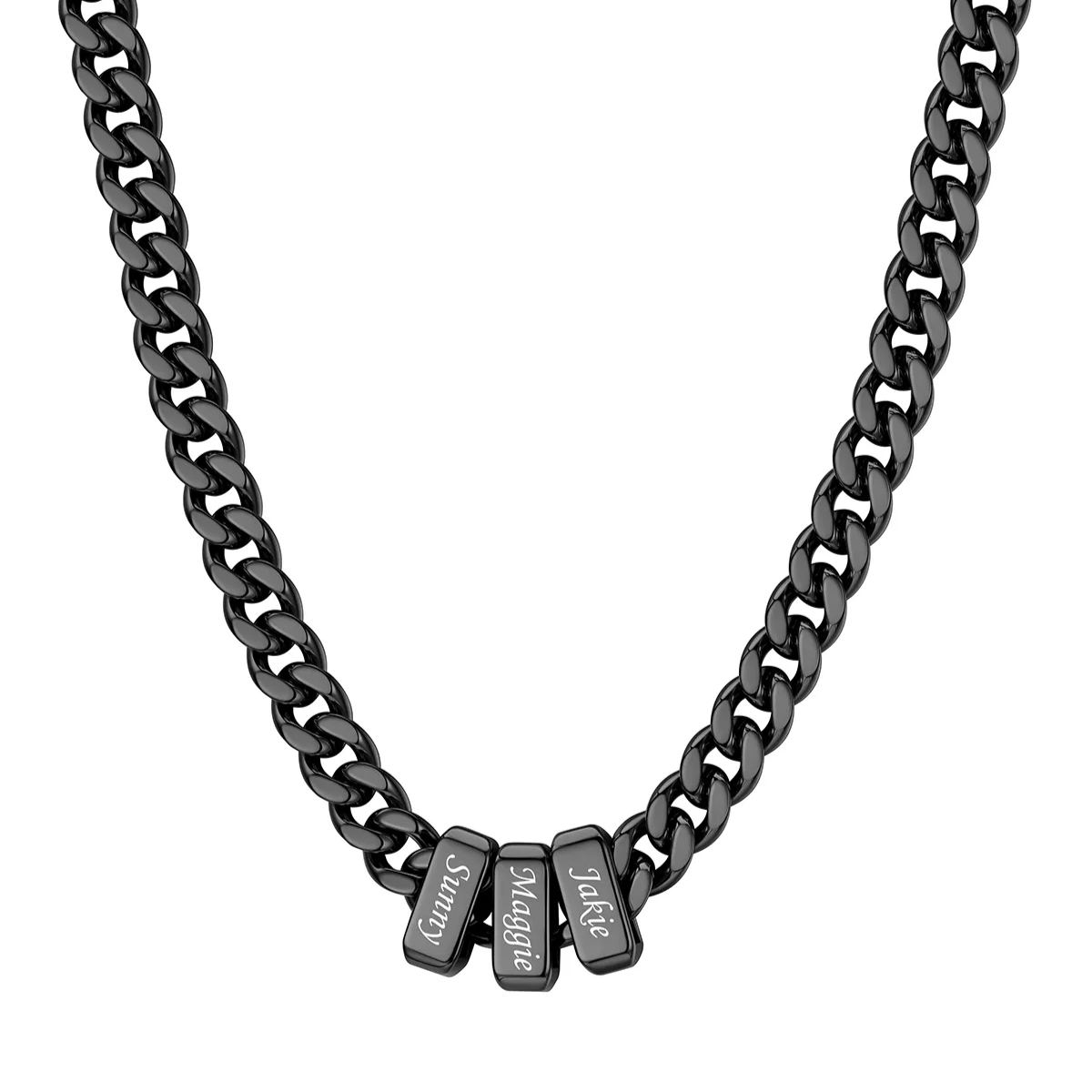 Personalized Name Cuban Link Black Necklace