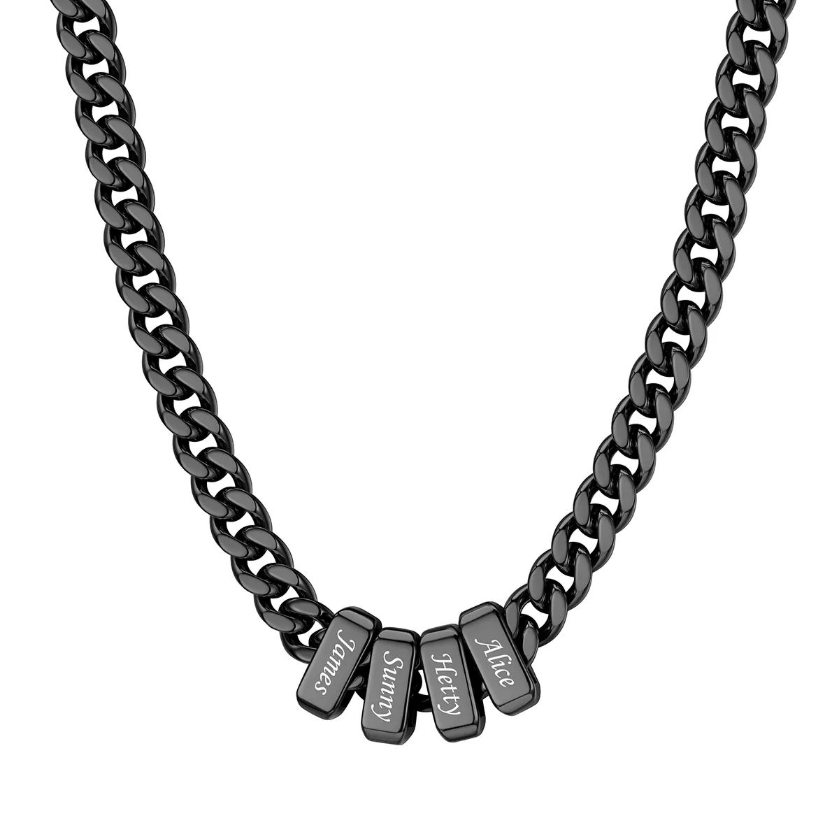 Black Personalized Name Cuban Link Necklace for men
