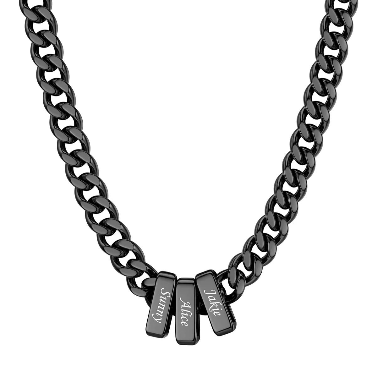 9mm Personalized Name Cuban Link Necklace Black
