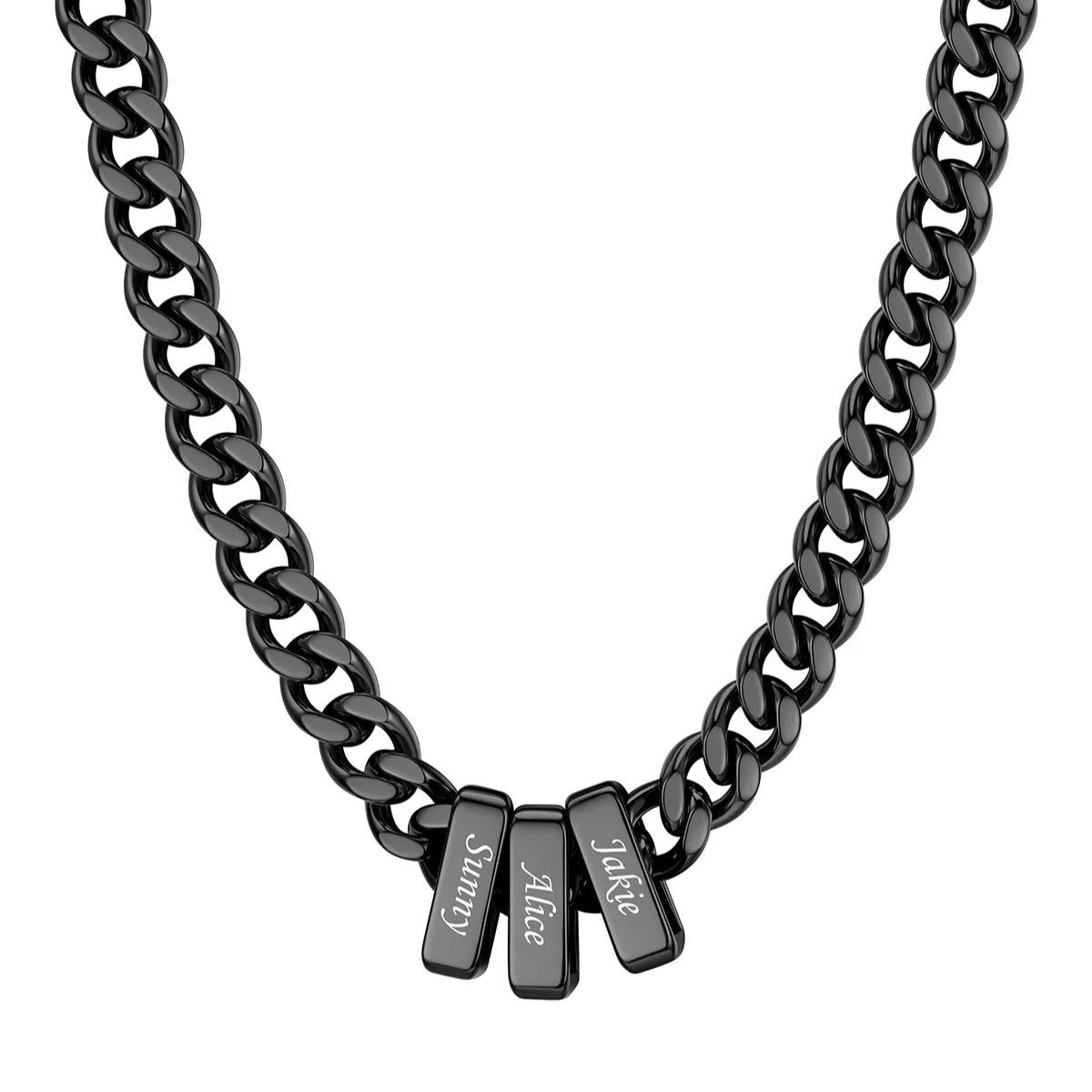 9mm Personalized Name Cuban Link Necklace Black