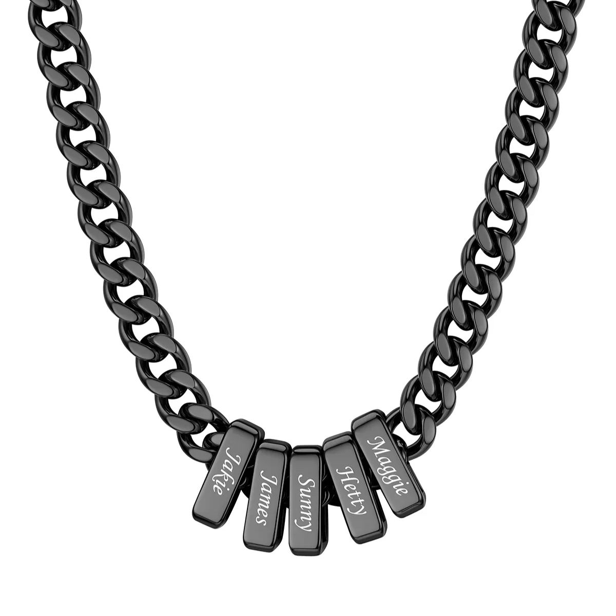 Personalized Name Cuban Link Necklace 9mm Black