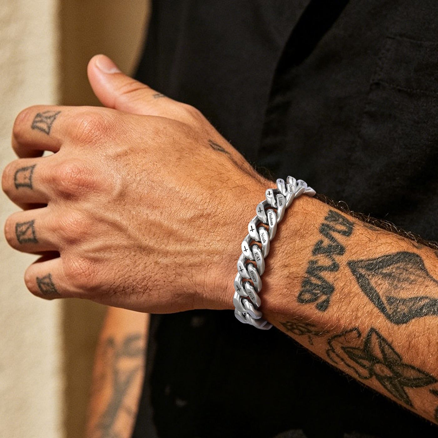 Custom Multi-Name Cuban Link Bracelet 12MM for husband