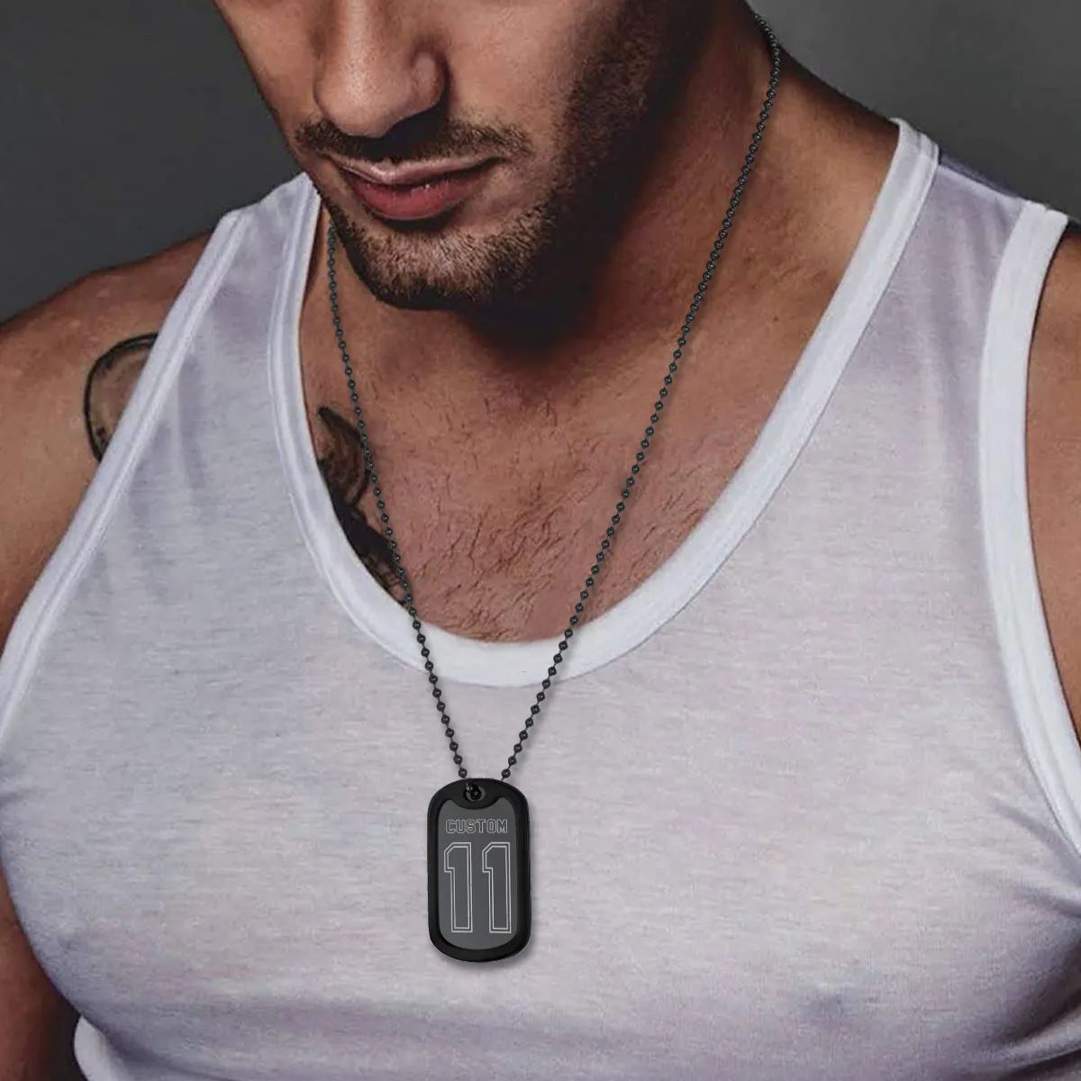 Personalised Number Dog Tag Necklace for Men Father's day gift