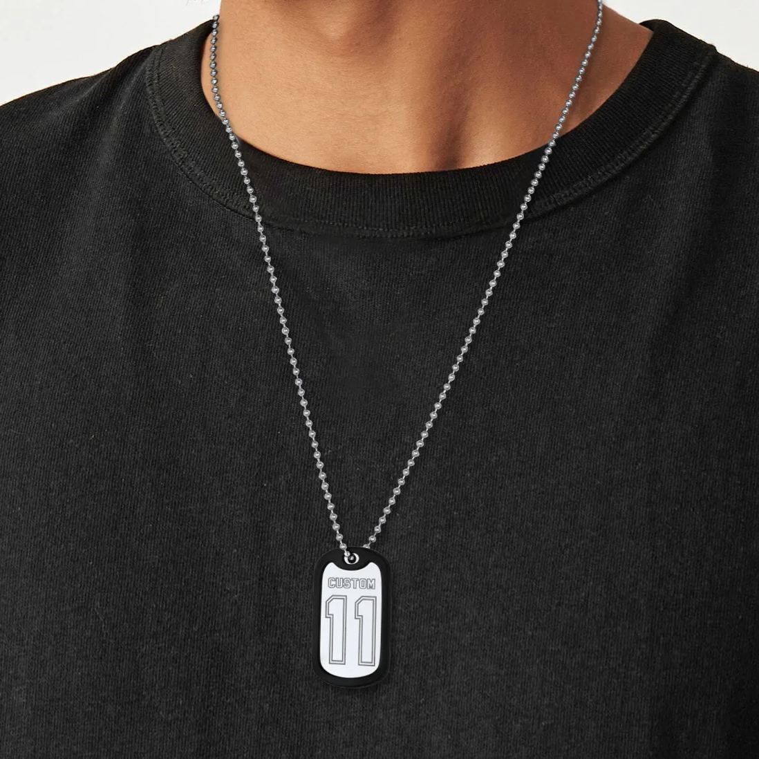 Personalised Number Dog Tag Necklace gift for Men