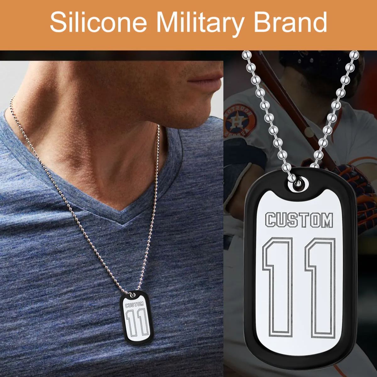 Personalised Number Dog Tag Necklace for dad