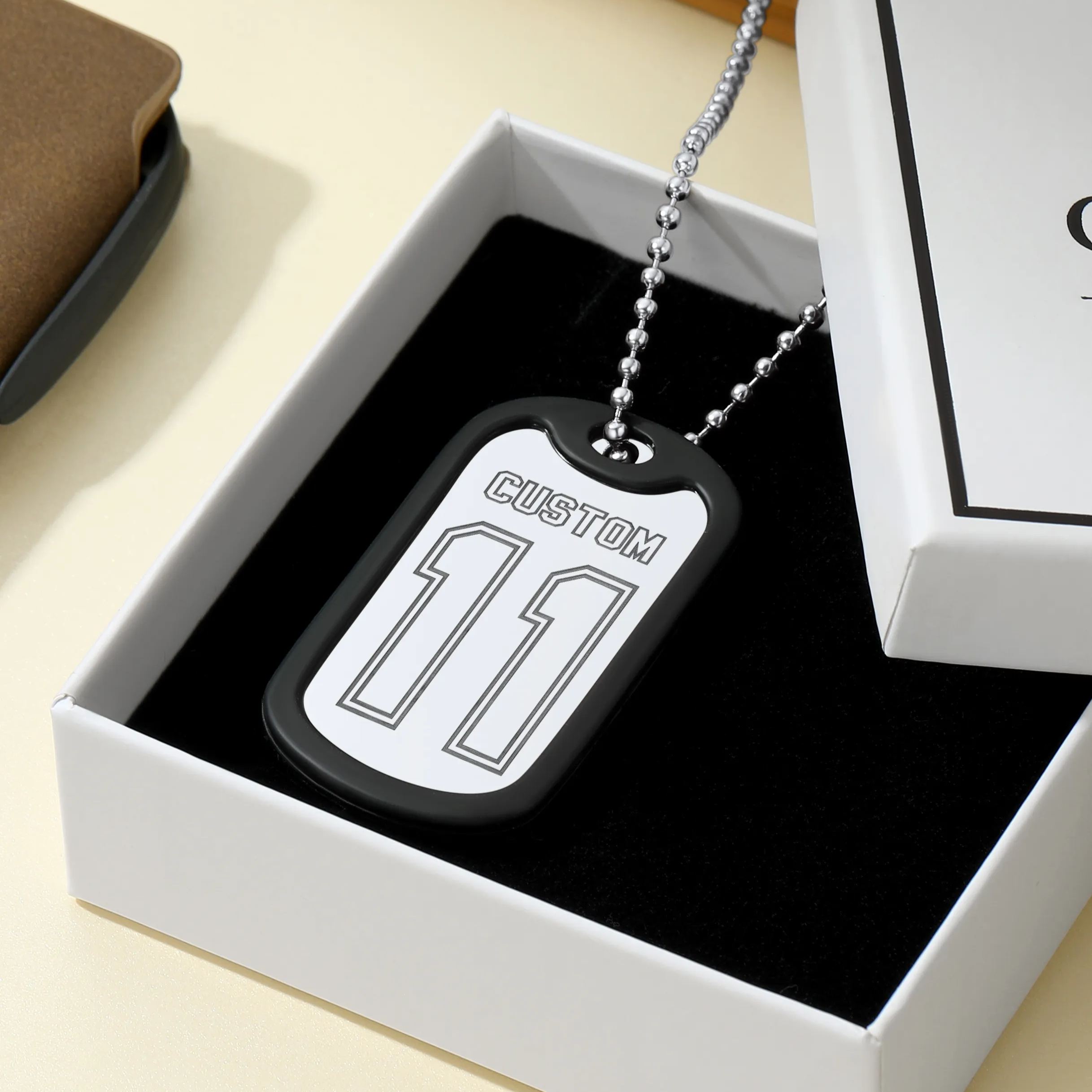 Personalised Number Dog Tag Necklace for Men
