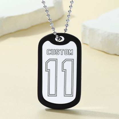 Personalised Number Dog Tag Necklace for Men Silver