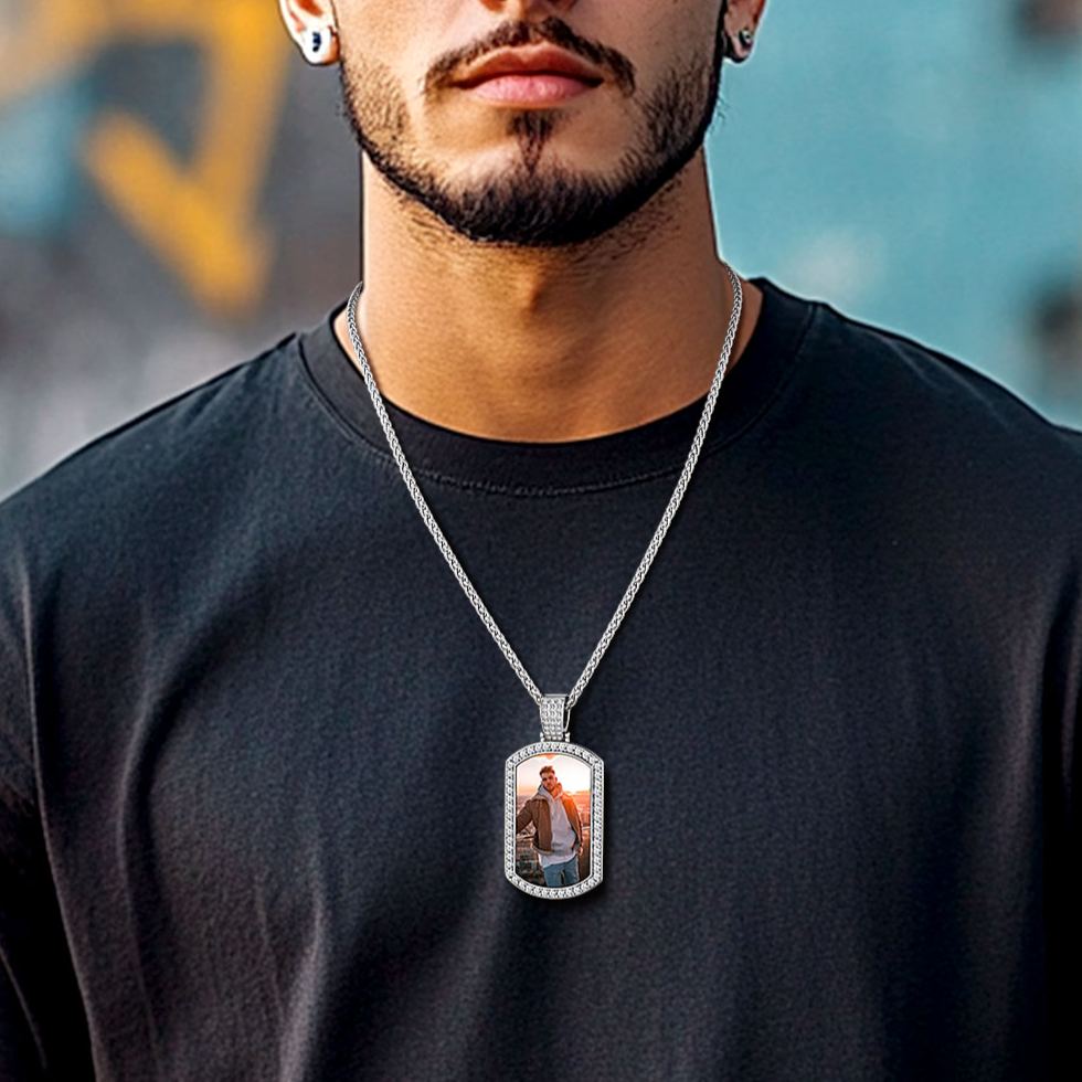 Custom Photo CZ  Picture Pendant Necklace for Men