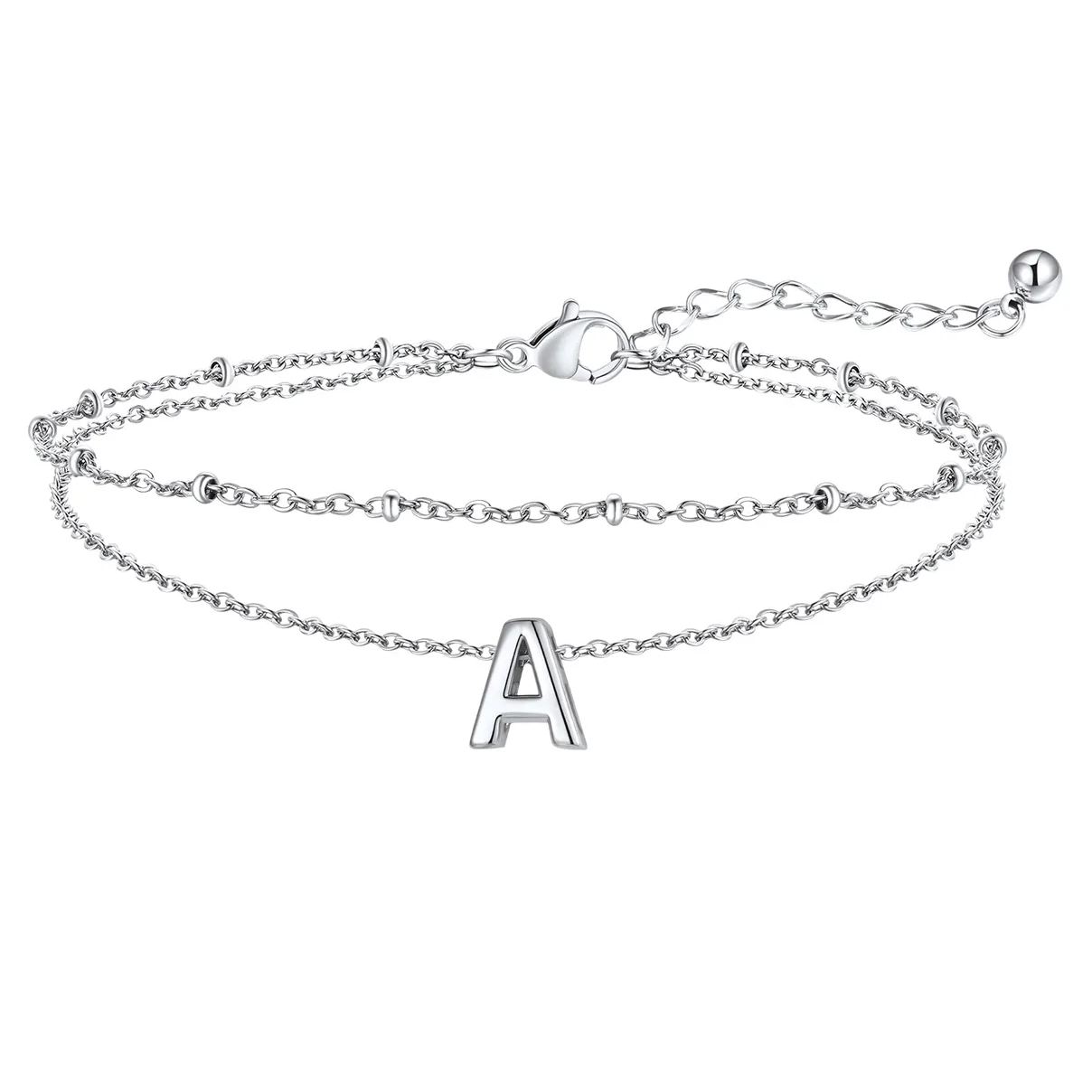 Initial Layered Anklet for Women