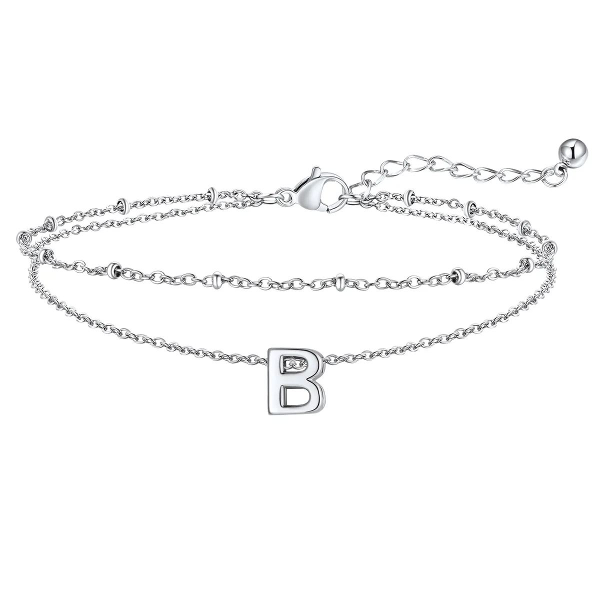 Initial Layered Anklet for Women