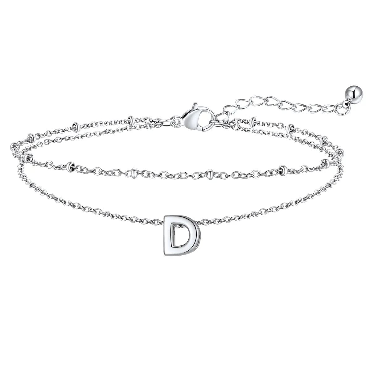 Initial Layered Anklet for Women