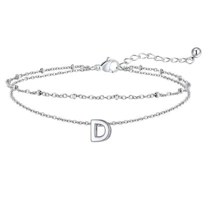 Initial Layered Anklet for Women