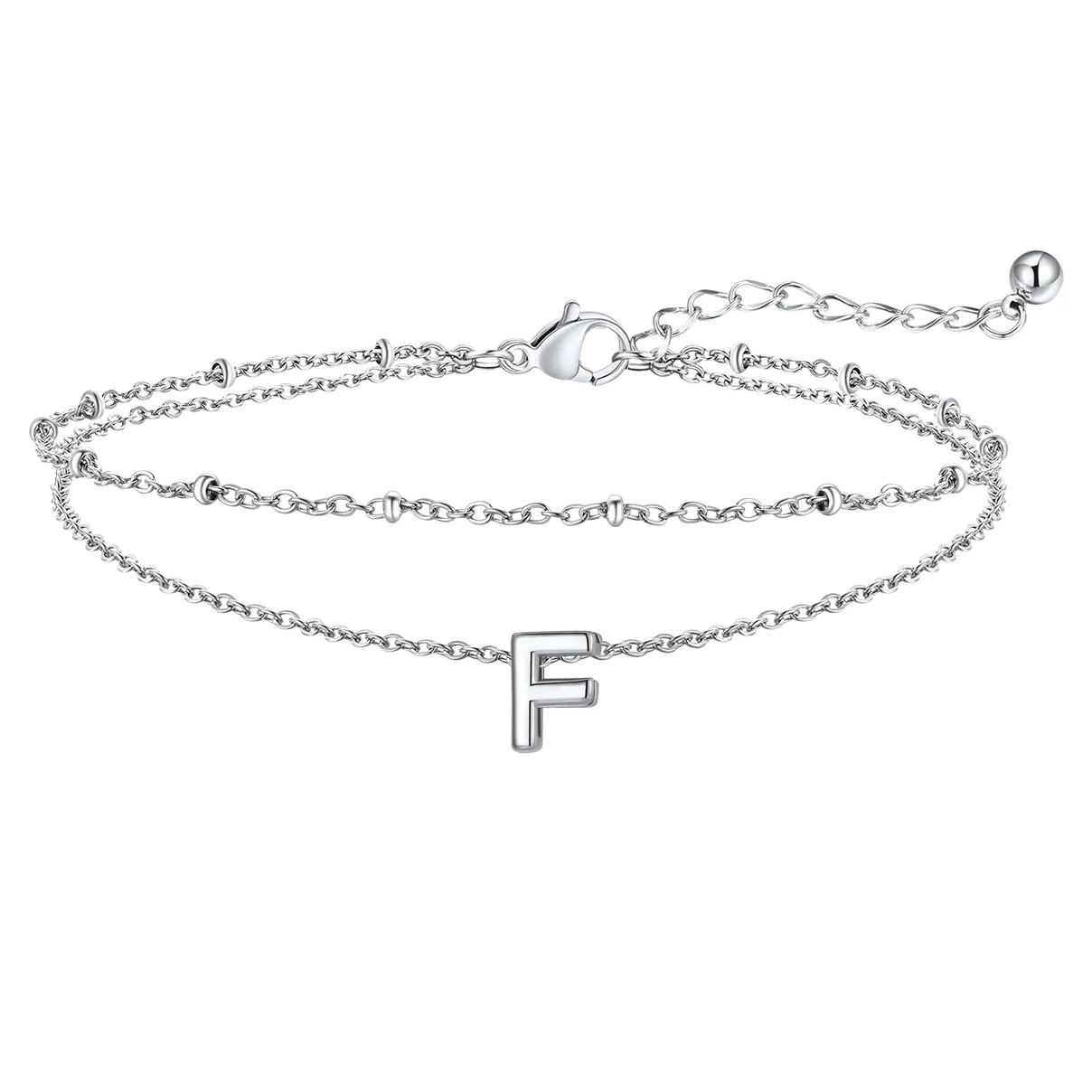 Initial Layered Anklet for Women