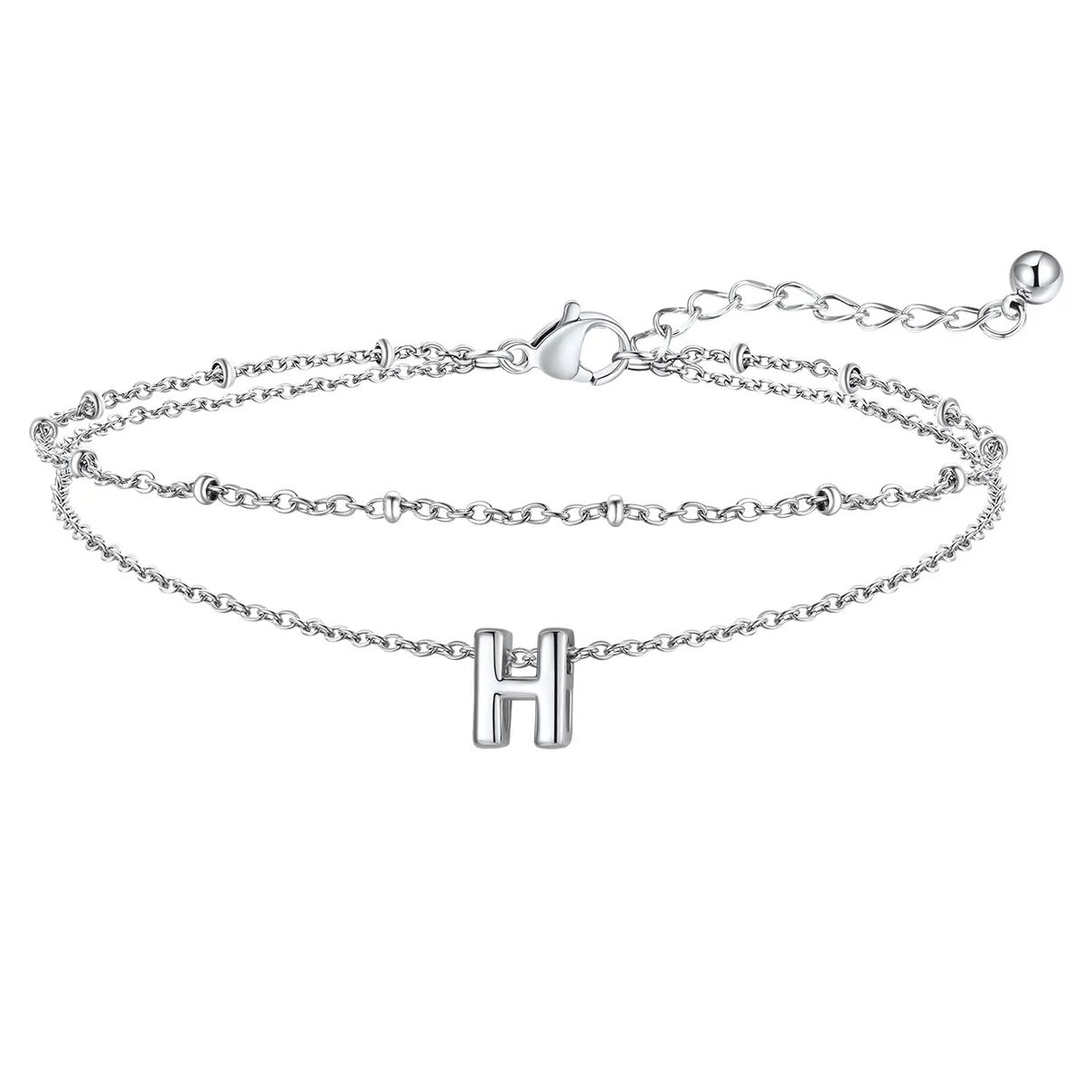 Initial Layered Anklet for Women