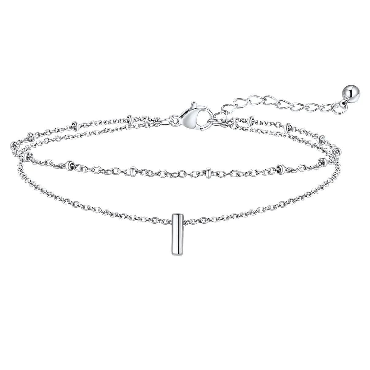 Initial Layered Anklet for Women