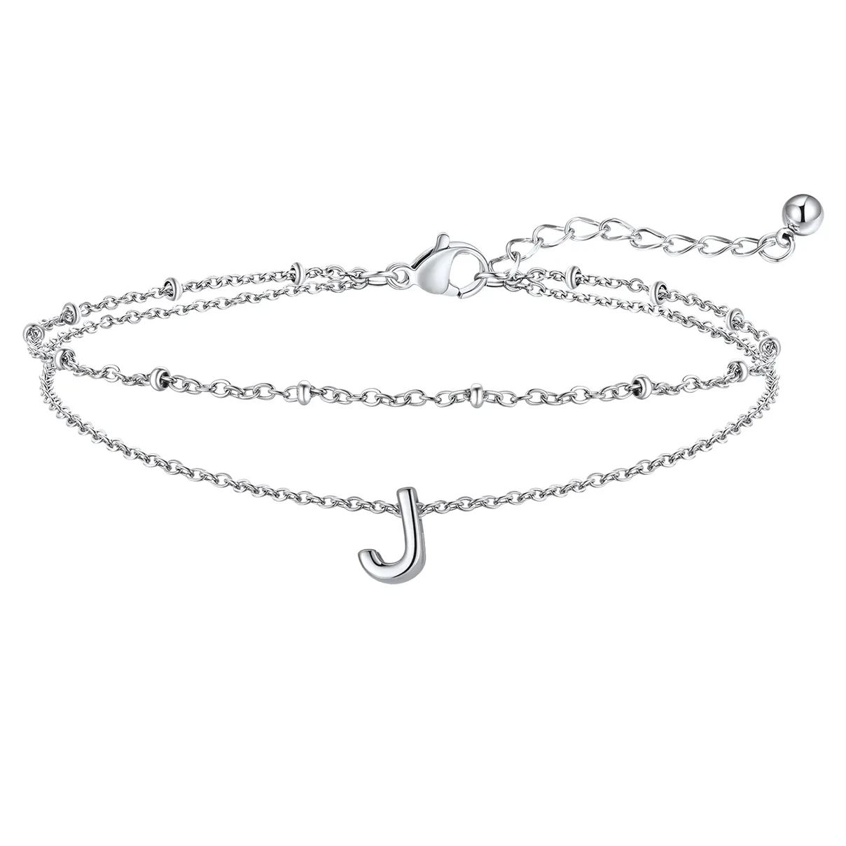 Initial Layered Anklet for Women