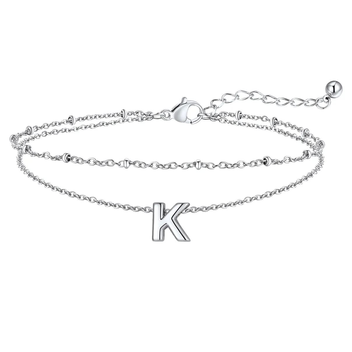 Initial Layered Anklet for Women