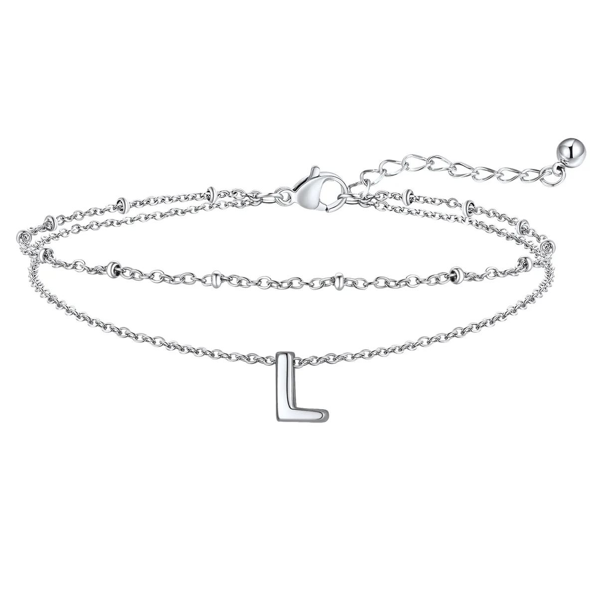Initial Layered Anklet for Women