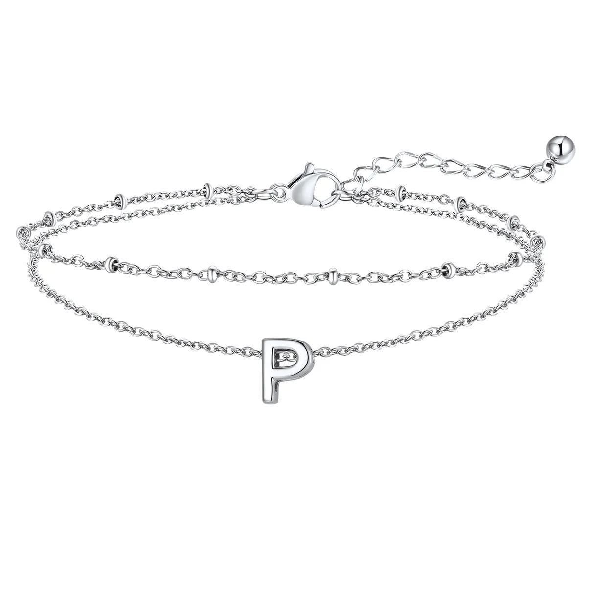 Initial Layered Anklet for Women