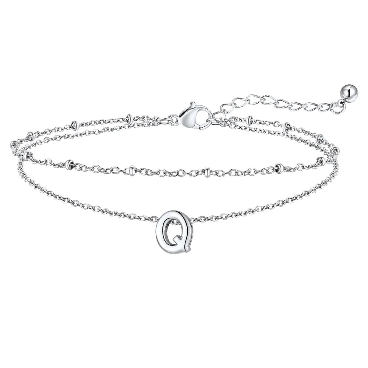 Initial Layered Anklet for Women